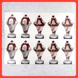 Vintage‎ 1950s Ice Cream Sundae Uncut Sheet 29" Cardboard Soda Fountain